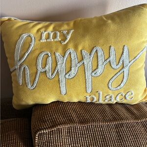 Yellow 'My Happy Place' Decorative Pillow